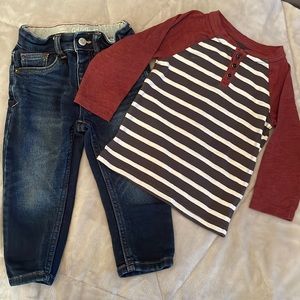 Cat & Jack Baby Boys Outfit! Jeans & Shirt 18 mon